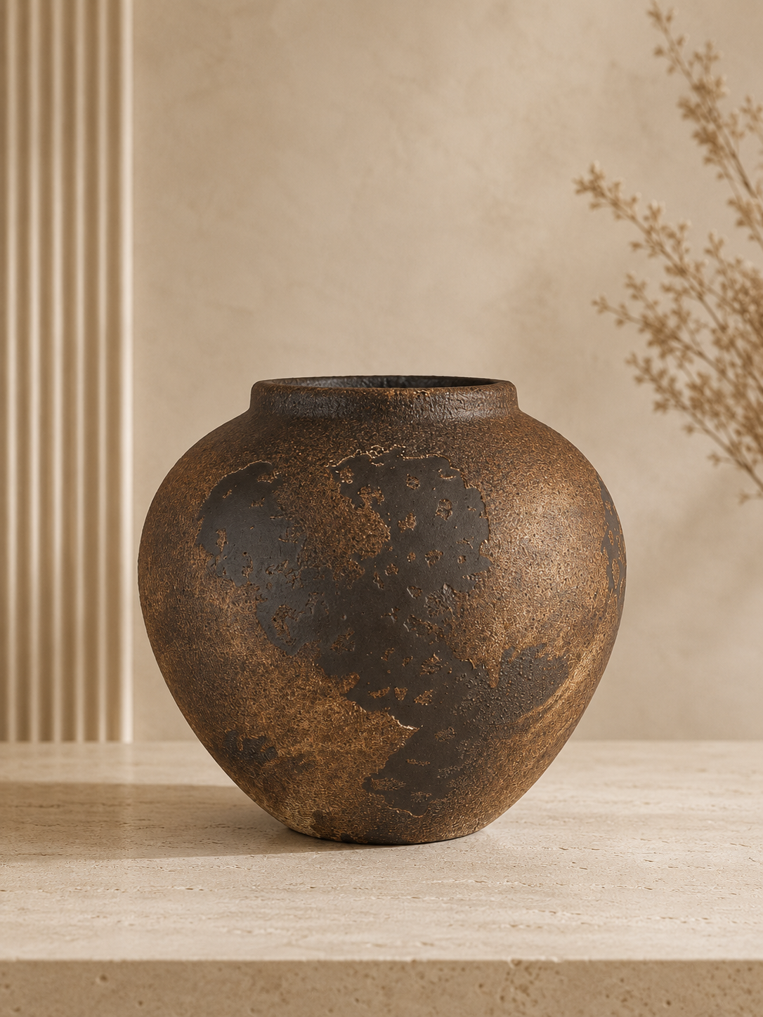 Bronze World Vase in textured bronze finish, part of the Nilvara selection