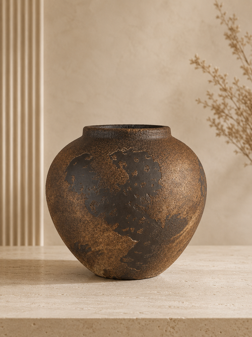 Bronze World Vase in textured bronze finish, part of the Nilvara selection